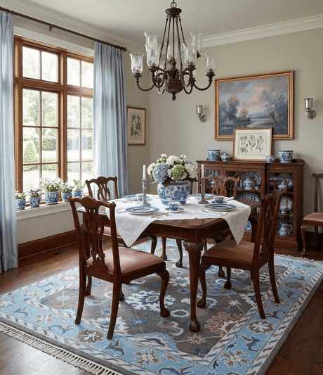 Traditional Style Gray And Blue Hand Tufted Wool Rug