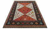 Traditional Tribal Rust And Ivory 8x11 Hand Knotted wool Area Rug