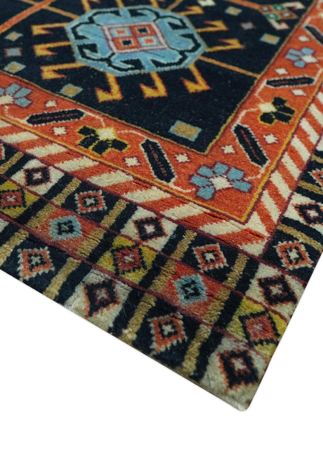 Traditional Tribal Rust And Ivory 8x11 Hand Knotted wool Area Rug