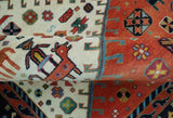 Traditional Tribal Rust And Ivory 8x11 Hand Knotted wool Area Rug