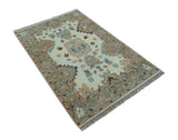 Traditional Turkish Design Beige 4x6 Hand knotted Wool Area Rug