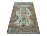 Traditional Turkish Design Beige 4x6 Hand knotted Wool Area Rug
