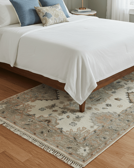 Traditional Turkish Design Beige 4x6 Hand knotted Wool Area Rug