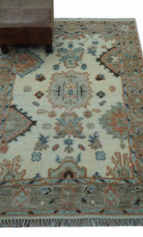 Traditional Turkish Design Beige 4x6 Hand knotted Wool Area Rug