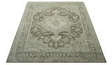 Traditional Turkish Design Beige And Brown Hand Knotted Custom Made wool rug