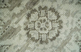 Traditional Turkish Design Beige And Brown Hand Knotted Custom Made wool rug