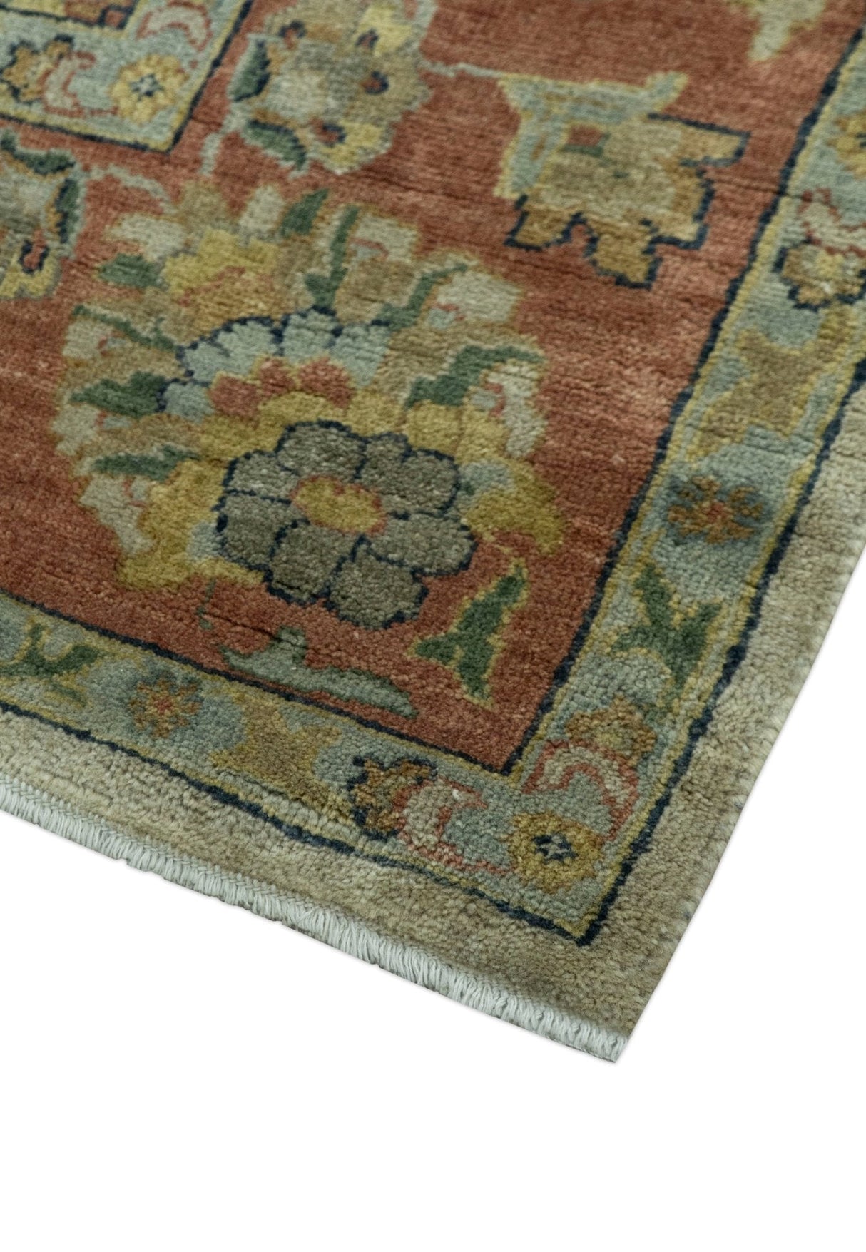 Traditional Turkish Design Beige And Rust 6x9 Hand Knotted Wool Area Rug