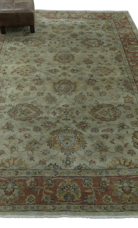 Traditional Turkish Design Beige And Rust 6x9 Hand Knotted Wool Area Rug