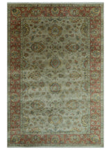 Traditional Turkish Design Beige And Rust 6x9 Hand Knotted Wool Area Rug