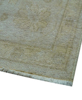 Traditional Turkish Design Beige Hand Knotted 9x12 Wool Area Rug