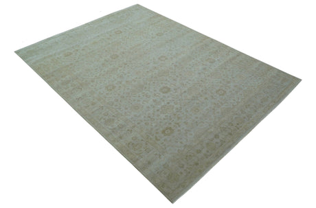 Traditional Turkish Design Beige Hand Knotted 9x12 Wool Area Rug
