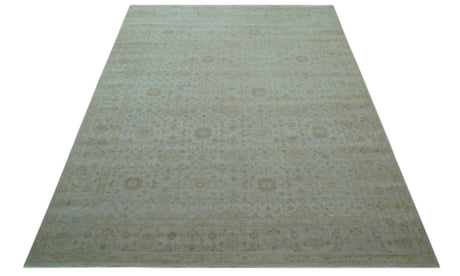 Traditional Turkish Design Beige Hand Knotted 9x12 Wool Area Rug