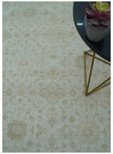 Traditional Turkish Design Beige Hand Knotted 9x12 Wool Area Rug