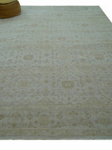 Traditional Turkish Design Beige Hand Knotted 9x12 Wool Area Rug