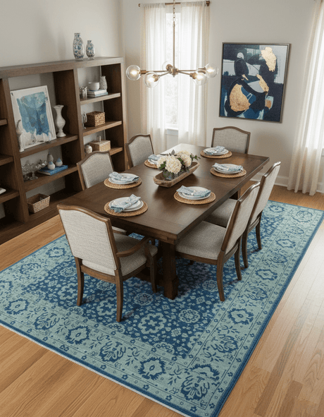 Traditional Turkish Design Blue 10x14 Hand Knotted Wool Area Rug
