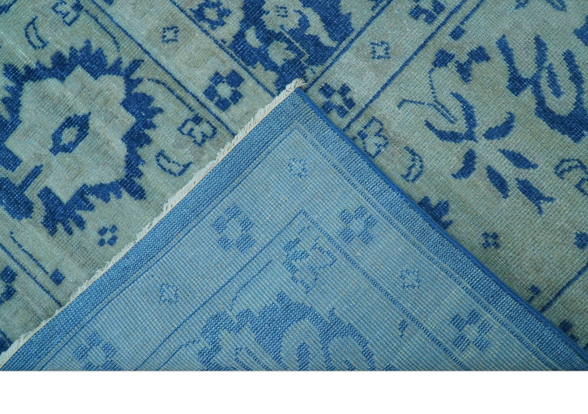 Traditional Turkish Design Blue 10x14 Hand Knotted Wool Area Rug
