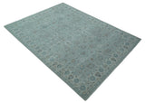 Traditional Turkish Design Blue And Beige 10x14 Hand Knotted Wool Area Rug