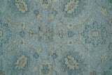 Traditional Turkish Design Blue And Beige 10x14 Hand Knotted Wool Area Rug
