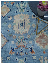 Traditional Turkish Design Blue And Beige 8x10 Hand knotted Wool Area Rug