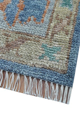 Traditional Turkish Design Blue And Beige 8x10 Hand knotted Wool Area Rug