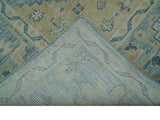 Traditional Turkish Design Blue And Beige Hand Knotted Wool Area Rug