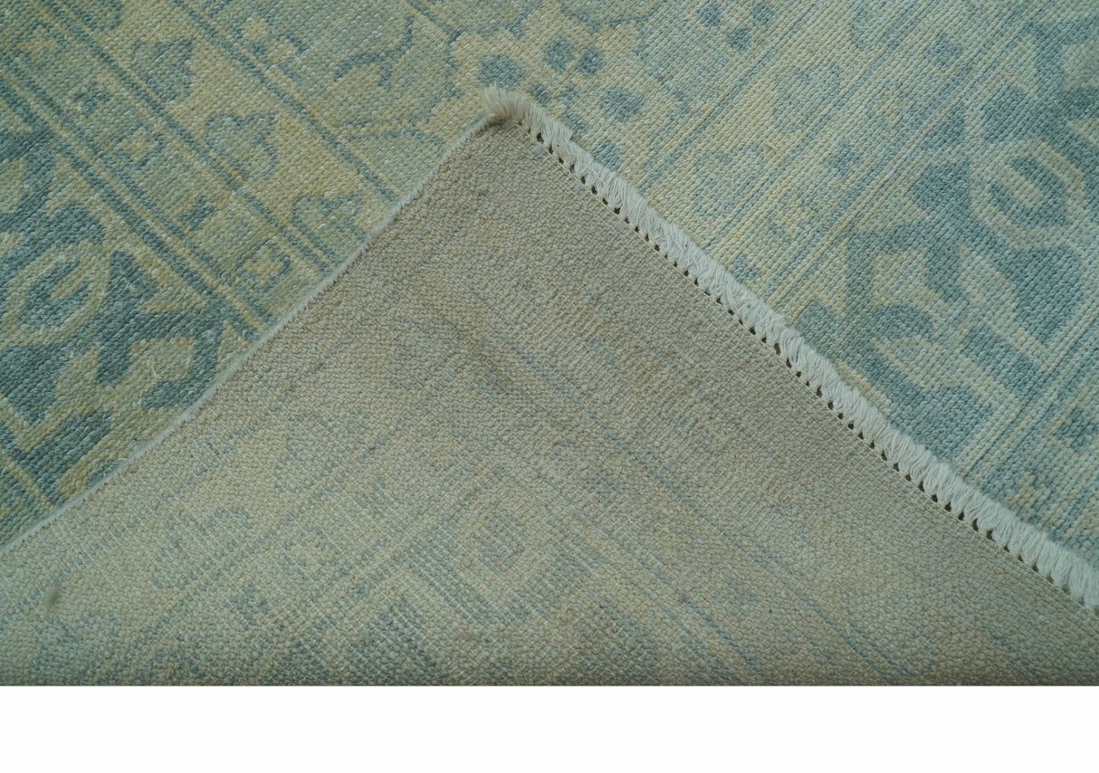 Traditional Turkish Design Fine Blue And Beige Hand Knotted 10x14 Wool Area Rug
