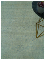Traditional Turkish Design Fine Blue And Beige Hand Knotted 10x14 Wool Area Rug