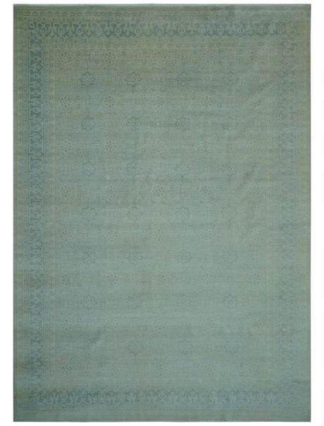 Traditional Turkish Design Fine Blue And Beige Hand Knotted 10x14 Wool Area Rug