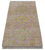 Traditional Turkish Design Pink Hand Knotted 3X5 Wool Rug