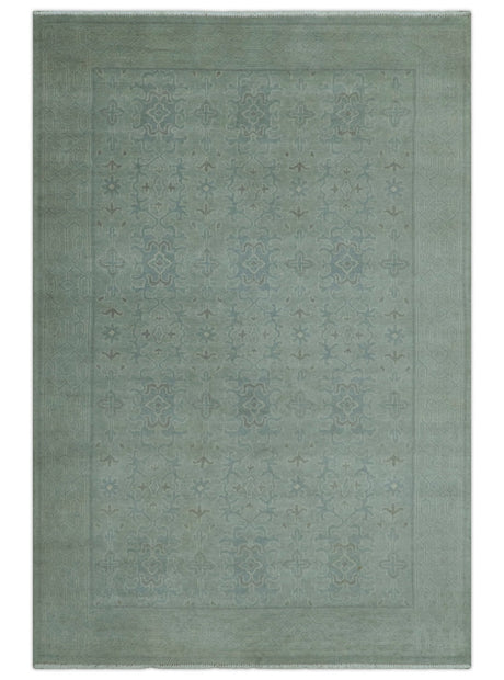 Traditional Turkish Design Silver And Gray 6x8.7 Hand Knotted Wool Rug