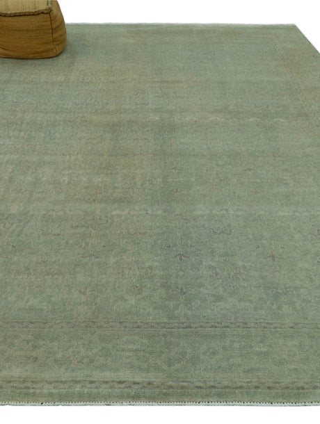 Traditional Turkish Fine Blue And Beige 9.7x12 Hand Knotted Wool Rug