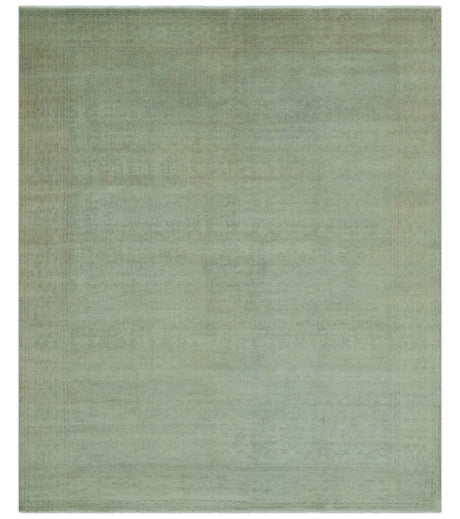 Traditional Turkish Fine Blue And Beige 9.7x12 Hand Knotted Wool Rug