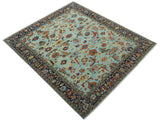 Traditional Turkish Knot Fine Blue And Rust Hand knotted Wool Area Rug