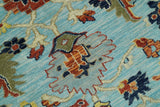 Traditional Turkish Knot Fine Blue And Rust Hand knotted Wool Area Rug