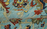 Traditional Turkish Knot Fine Blue And Rust Hand knotted Wool Area Rug
