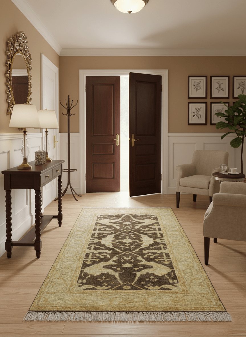 Traditional Turkish Oushak Design Beige And Brown 3x5 Hand Knotted Wool Area Rug
