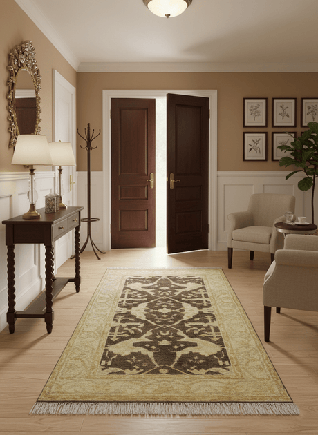 Traditional Turkish Oushak Design Beige And Brown 3x5 Hand Knotted Wool Area Rug