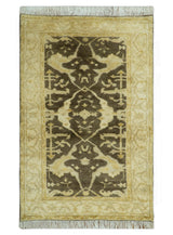 Traditional Turkish Oushak Design Beige And Brown 3x5 Hand Knotted Wool Area Rug