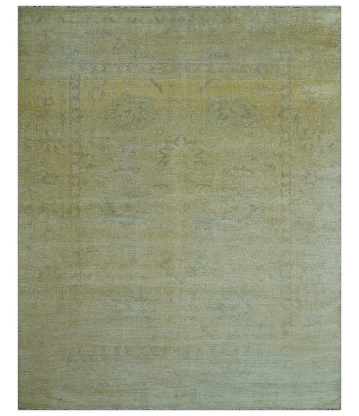Traditional Turkish (Oushak) Design Gold And Gray Hand Knotted 8x10 Wool Area Rug