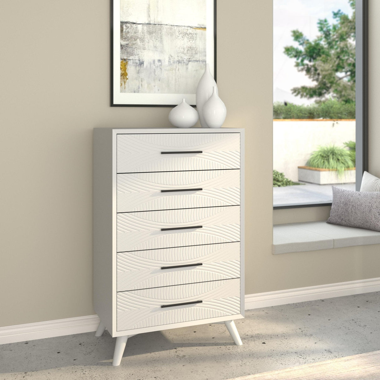Tranquility Chest, White-Dresser & Chest-Parc Decor