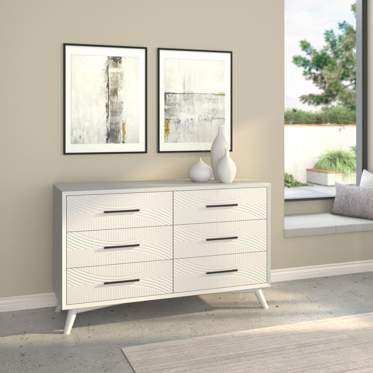Tranquility Dresser, White-Dresser & Chest-Parc Decor