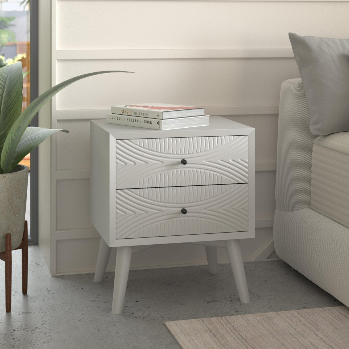 Tranquility Nightstand, White-Nightstands-Parc Decor