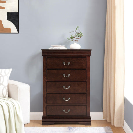 Transitional 5-Drawer 31.5 in. Wide Chest of Drawers with Bracket Feet-斗柜-Parc Decor