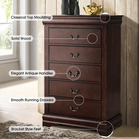 Transitional 5-Drawer 31.5 in. Wide Chest of Drawers with Bracket Feet-斗柜-Parc Decor