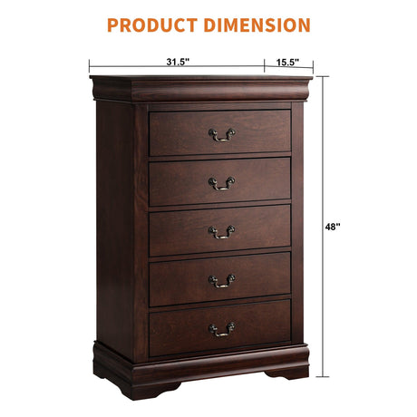Transitional 5-Drawer 31.5 in. Wide Chest of Drawers with Bracket Feet-斗柜-Parc Decor