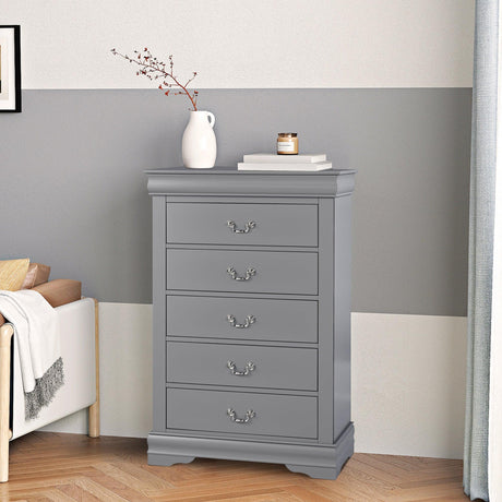 Transitional 5-Drawer 31.5 in. Wide Chest of Drawers with Bracket Feet-斗柜-Parc Decor