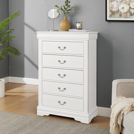 Transitional 5-Drawer 31.5 in. Wide Chest of Drawers with Bracket Feet-斗柜-Parc Decor