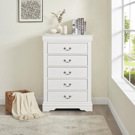 Transitional 5-Drawer 31.5 in. Wide Chest of Drawers with Bracket Feet-斗柜-Parc Decor
