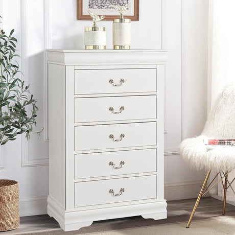 Transitional 5-Drawer 31.5 in. Wide Chest of Drawers with Bracket Feet-斗柜-Parc Decor