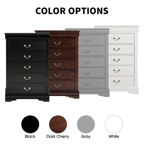 Transitional 5-Drawer 31.5 in. Wide Chest of Drawers with Bracket Feet-斗柜-Parc Decor